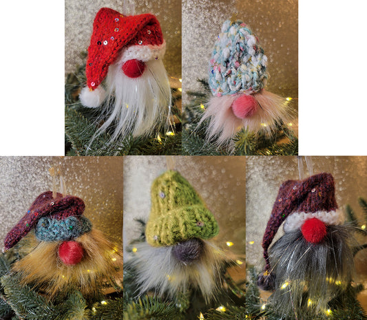 Pompom Gnomes w/ Sparkly Hats: Core Set of FIVE {knit kit}