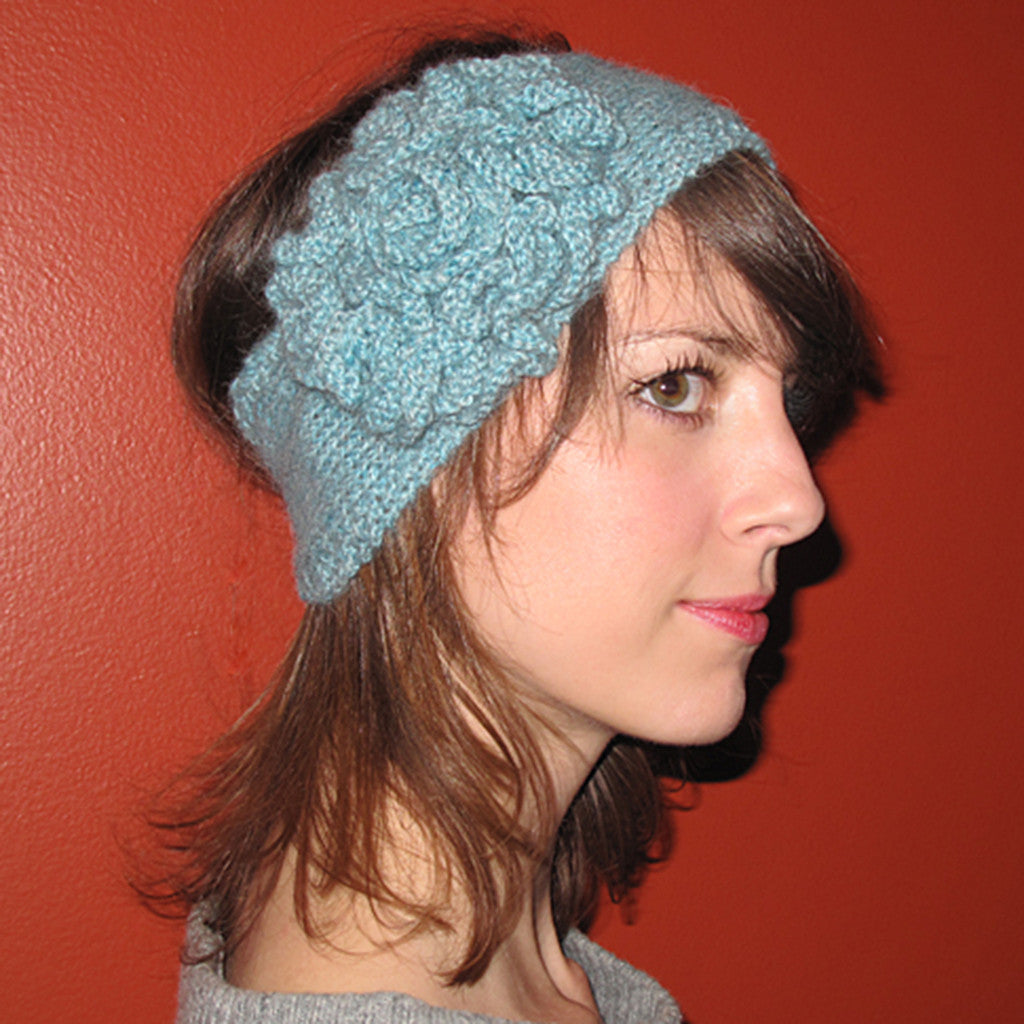 flower headband {knitting pattern}-knitting pattern-The Crafty Jackalope